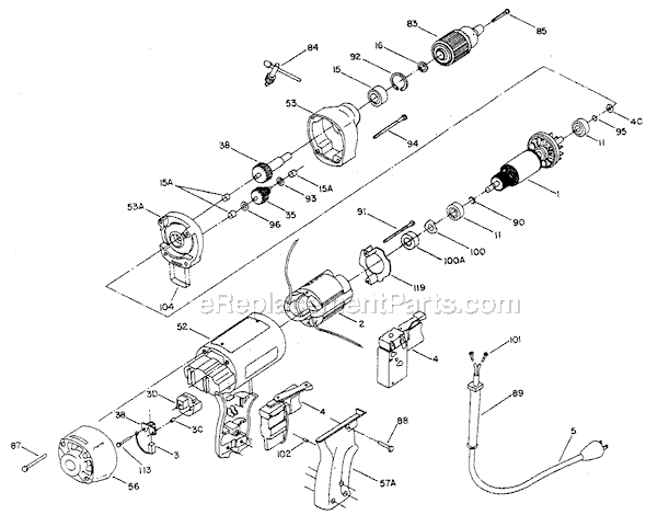 Page A Diagram and Parts List for 666 Type 2 Porter Cable Electric Drill